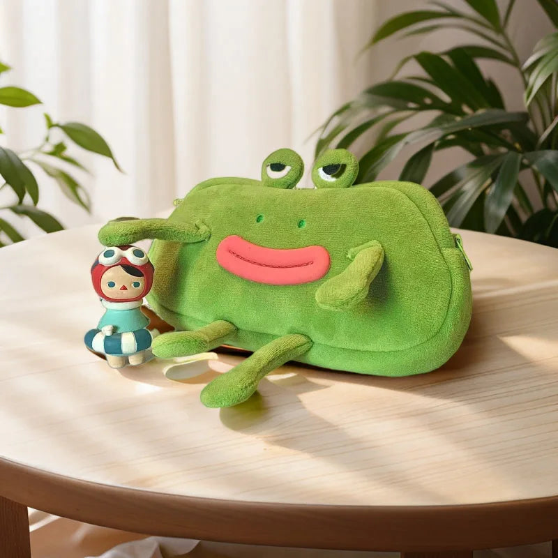 Fun and Funny Big Mouthed Frog Plush Pencil Case Ugly and Cute Large Capacity Stationery Bag Oasis Select