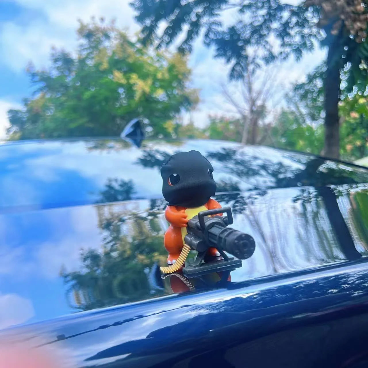 Road Ruffian Gatling Fire Dragon Dashboard Creative Car Decorative Accessories Roof and Rear Car Figurines and Collectibles Oasis Select bandit hat