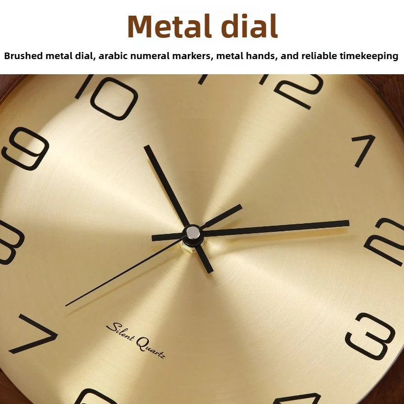 New Chinese Style Solid Wood Clock, Living Room, Home Decor, Chinese Style Silent Wall Decoration Scandinavian Style Oasis Select