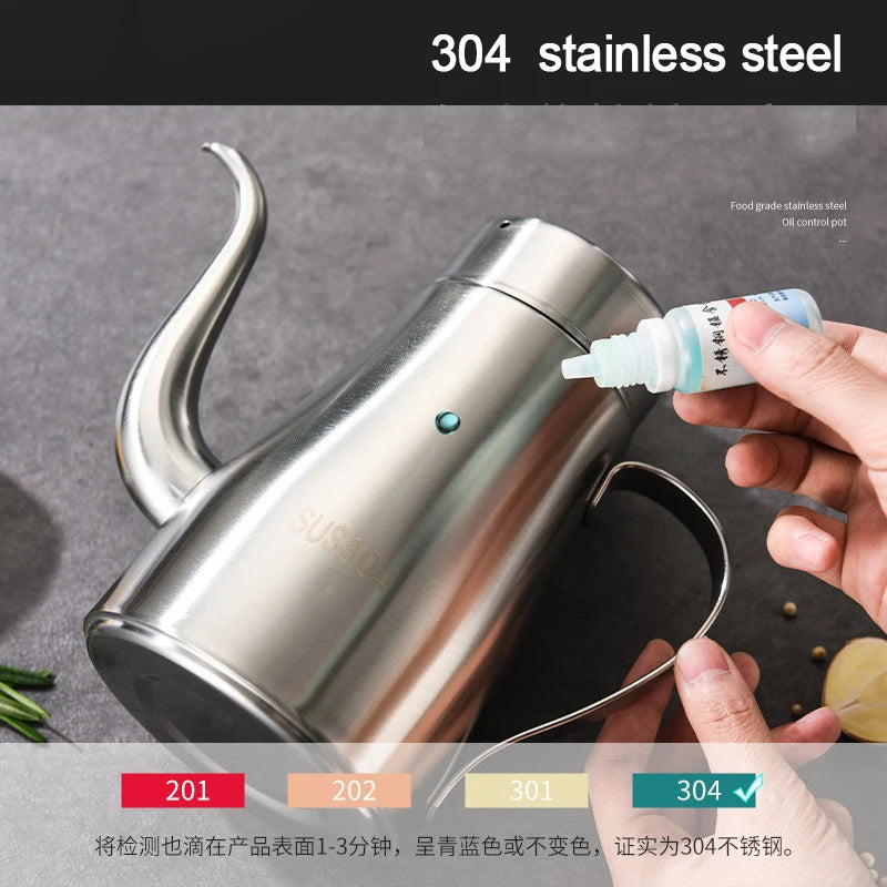 304 Stainless Steel Oil Pot Kitchen Oil Bottle Oil Tank Pot Household Edible Oil Pot Large Oil Tank Oil Pot Pouring Oil Bottle Oasis Select