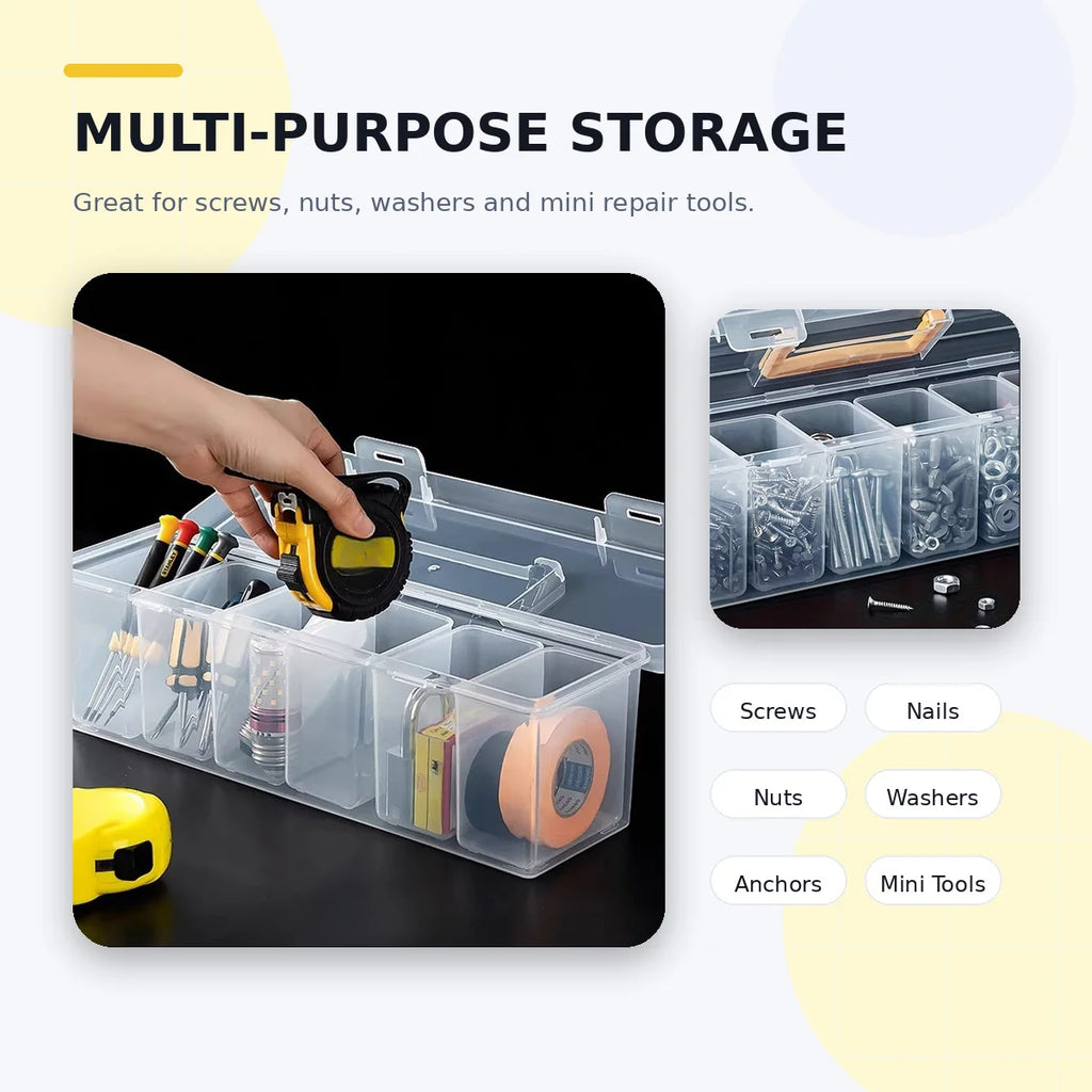 Portable Parts Organizer Box With Handle Clear Plastic Storage Case For Tools Screws Nuts Bolts Hardware Produce Bag Tote Oasis Select