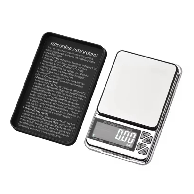 1000gx0.01g Digital Jewelry Scale High Precision Accuracy Smart Counting Gem Food Balance Kitchen Pocket Scales USB Charge Scale Oasis Select