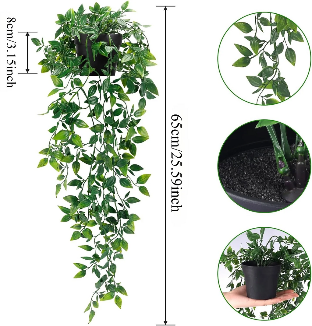 1/3Pcs Artificial Hanging Plants Set String of Pearls Ivy Fern in Pots for Shelf Bathroom Dorm Boho Home Decor Oasis Select