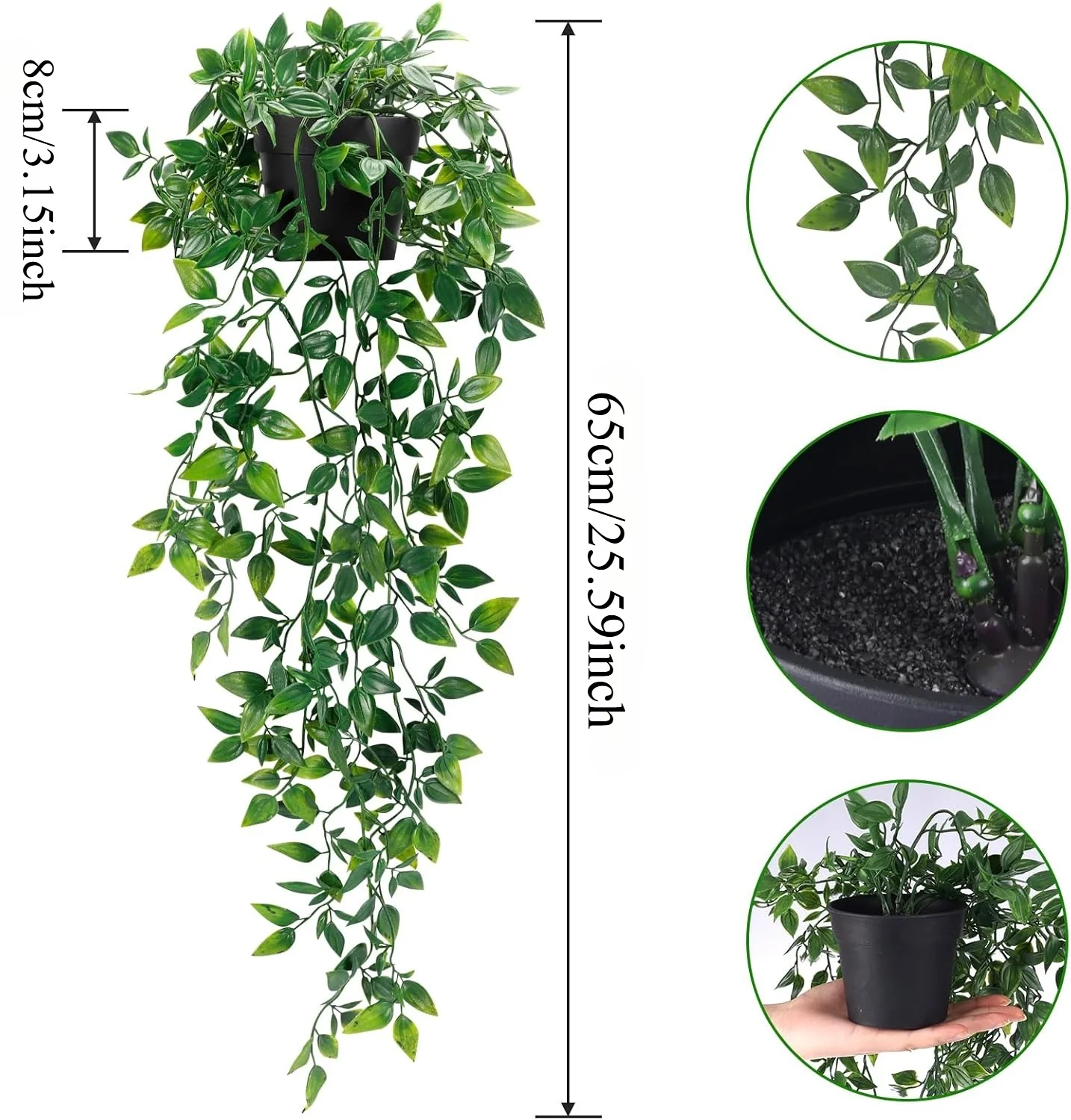 1/3Pcs Artificial Hanging Plants Set String of Pearls Ivy Fern in Pots for Shelf Bathroom Dorm Boho Home Decor Oasis Select