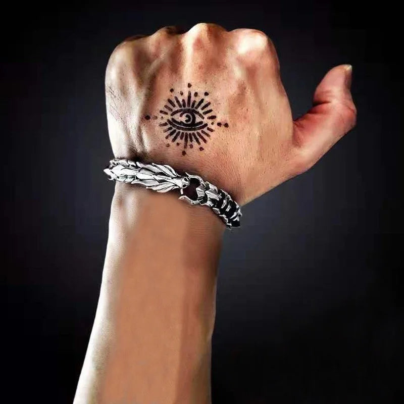 Retro Dragon Head Men's Bracelet | Punk Dragon Scale Alloy