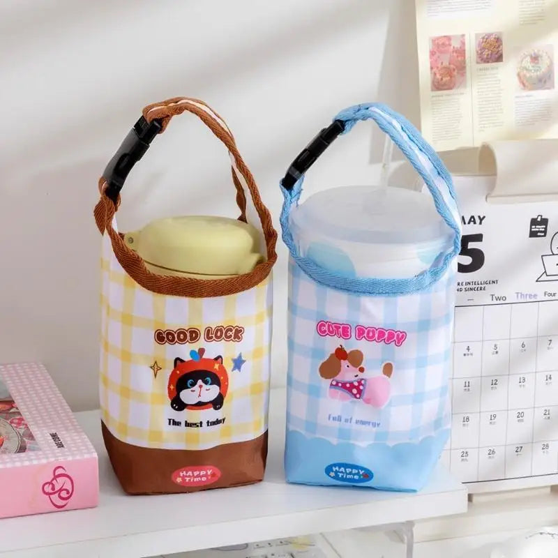 Cartoon Water Bottle Carrier Bag Adjustable Buckle Baby Stroller Bottle Cup Holder Universal Daily Use School Outdoor Trips Oasis Select
