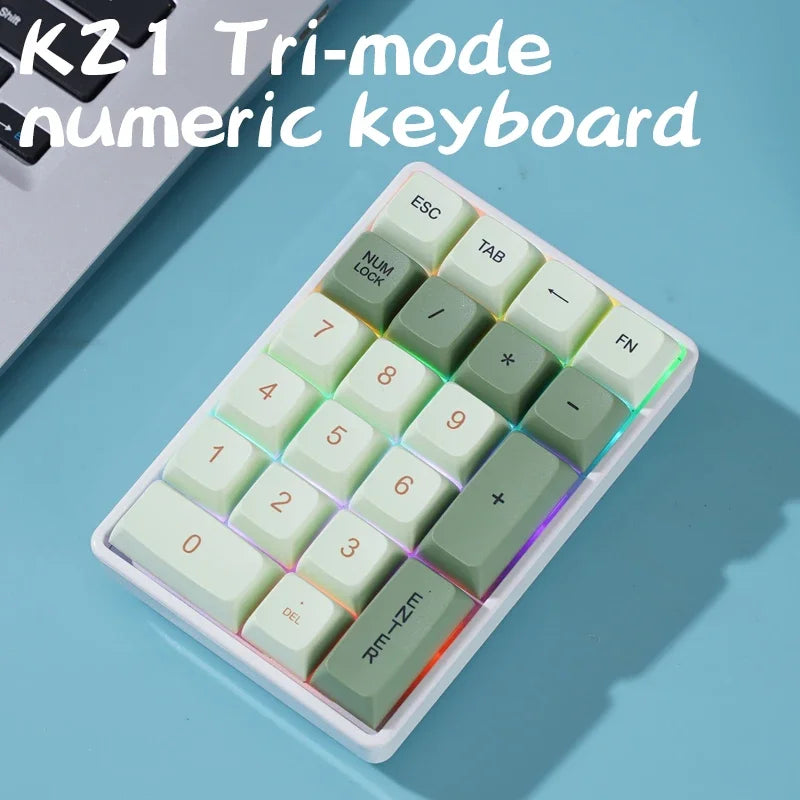 FREEWOLF K21 Wireless Numric Keypad Mechanical Hot-Swap Bluetooth Tri-mode Connection,ATTACK SHARK 21Key Mini Keypad for Finance Oasis Select