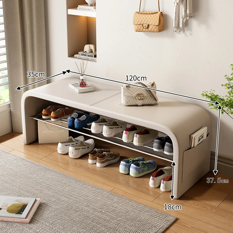 Light luxury shoe changing stool for home use, shoe wearing stool, shoe cabinet, integrated bed end stool Oasis Select Off-white 120