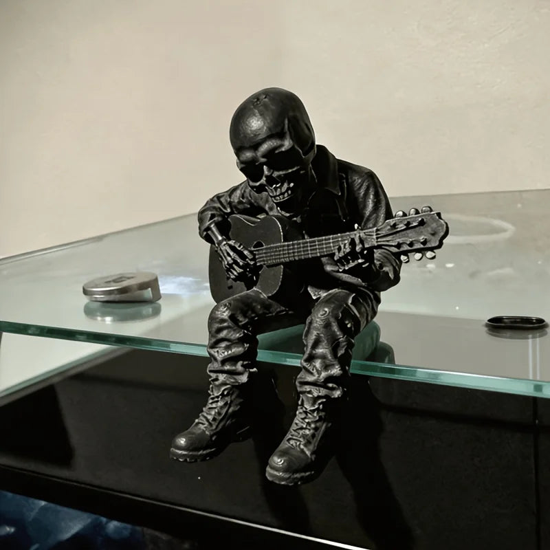 Rock Music Skeleton Guitar Player Statuettes Ornaments Rock Musician Ornaments Cool Home Desk Decor for Rock & Roll Lovers Gifts Oasis Select