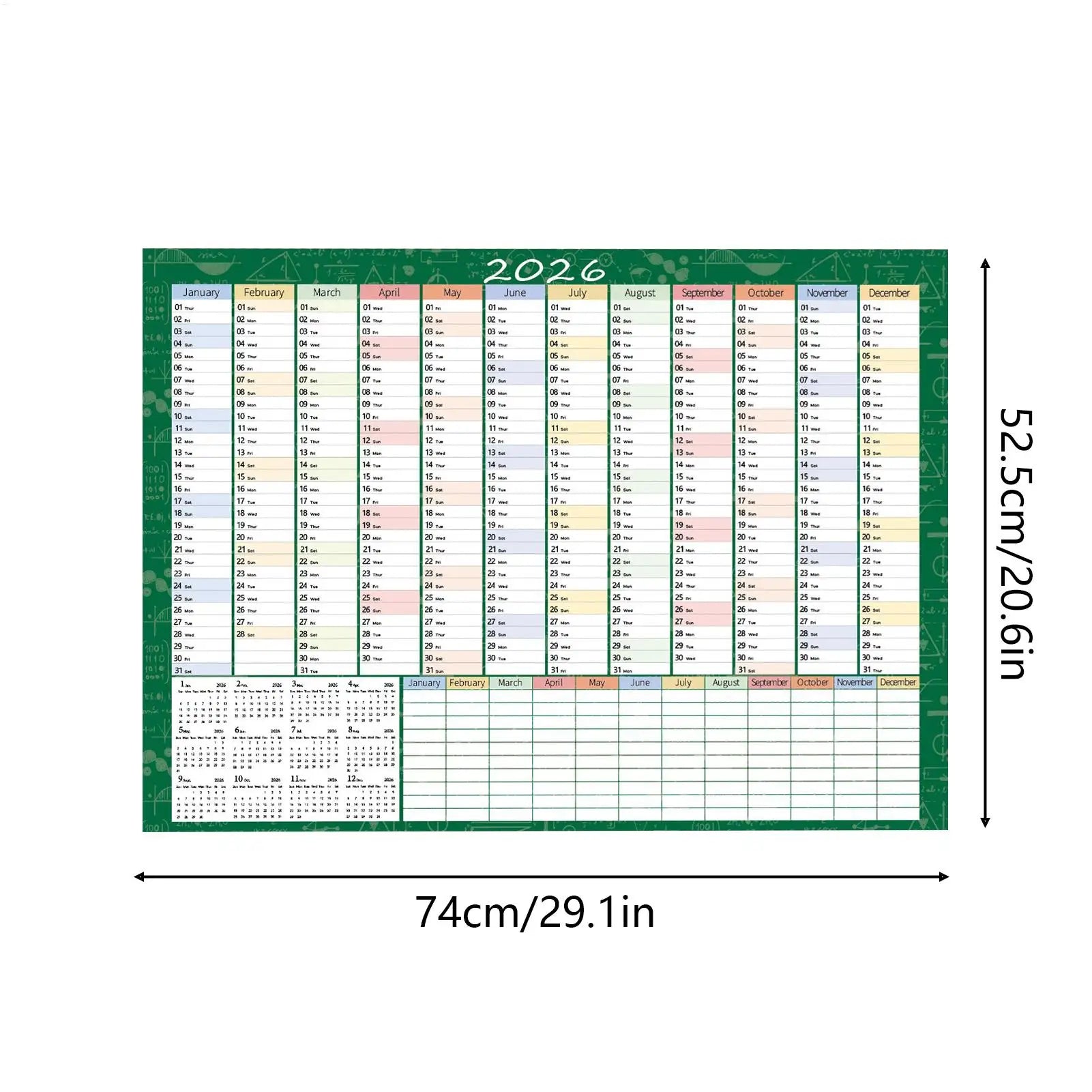 2026 Plan Calendar 29 X 20 Inch Large Notebook with Tip Labels And Sticker Wall Decor Planner for Mental Study School Task Home Oasis Select