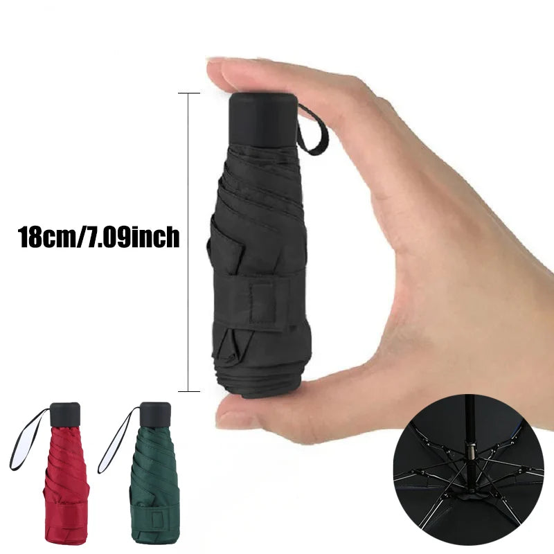 Mini Ultralight Pocket Women's Small Windproof Folding Umbrella Travel Compact Rain Men's Umbrella Sunscreen Umbrella Outdoor Um Oasis Select