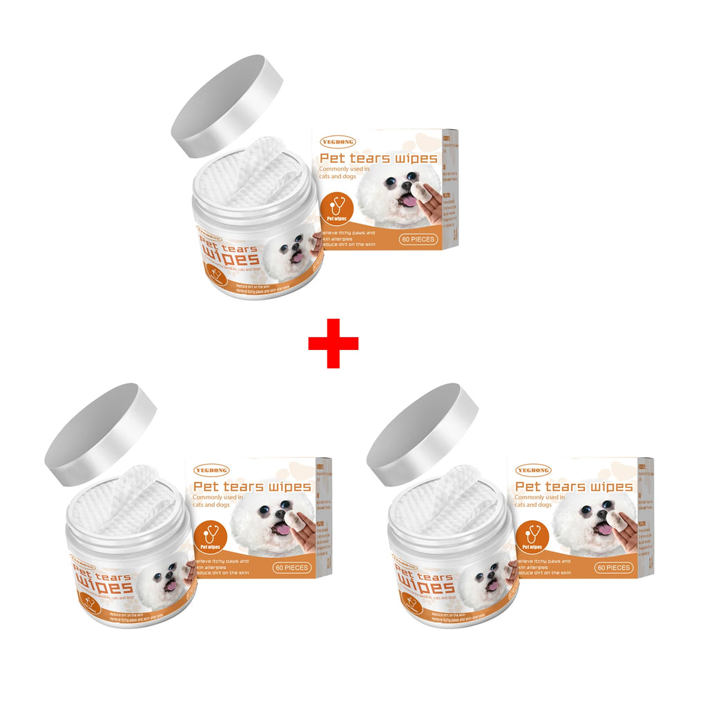 Pet Wipes for Dog Cat Eye Cleansing Remove Tear Stains Wipe Away Eye Droppings and Grime Non-irritating Cotton Pads 60PCS Oasis Select 3 X 60pcs boxed