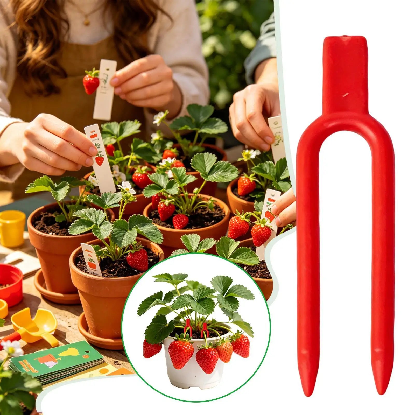 100Pcs Strawberry Planting Fork Stolon Fixator Vine Pressing Device Watermelon Climbing Stem Clips Garden Plants Fastening Clips Oasis Select