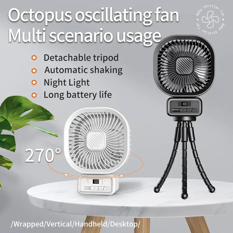 URGGU 5000mAh Portable Octopus Fan – Stroller, Camping & Desk