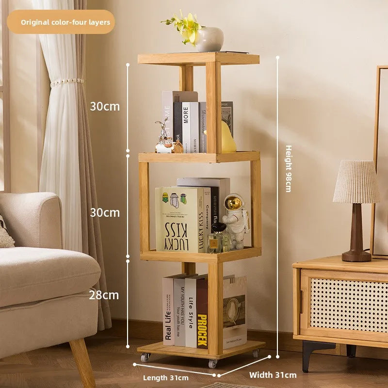 Bookshelf next to the desk Floor-to-ceiling student book storage bookshelf Multi-layer desk Movable wheeled coffee table Oasis Select Primary four layers