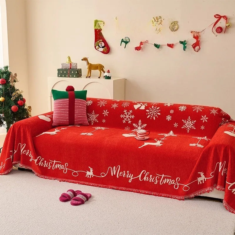 New Christmas Sofa Towels with A Festive Atmosphere All Inclusive Snow Neil Festive Skin-friendly and Soft Home Furnishings Oasis Select