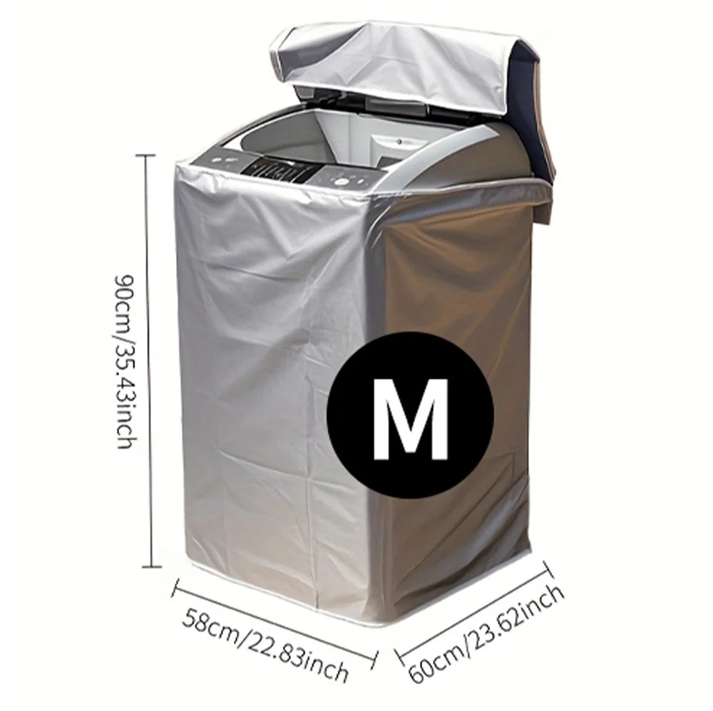 Waterproof Top Load Washing Machine Cover, Sunproof Dustproof Silver Coated Fabric, All-Weather Protection for Outdoor Balcony Oasis Select M(90x60x58cm)