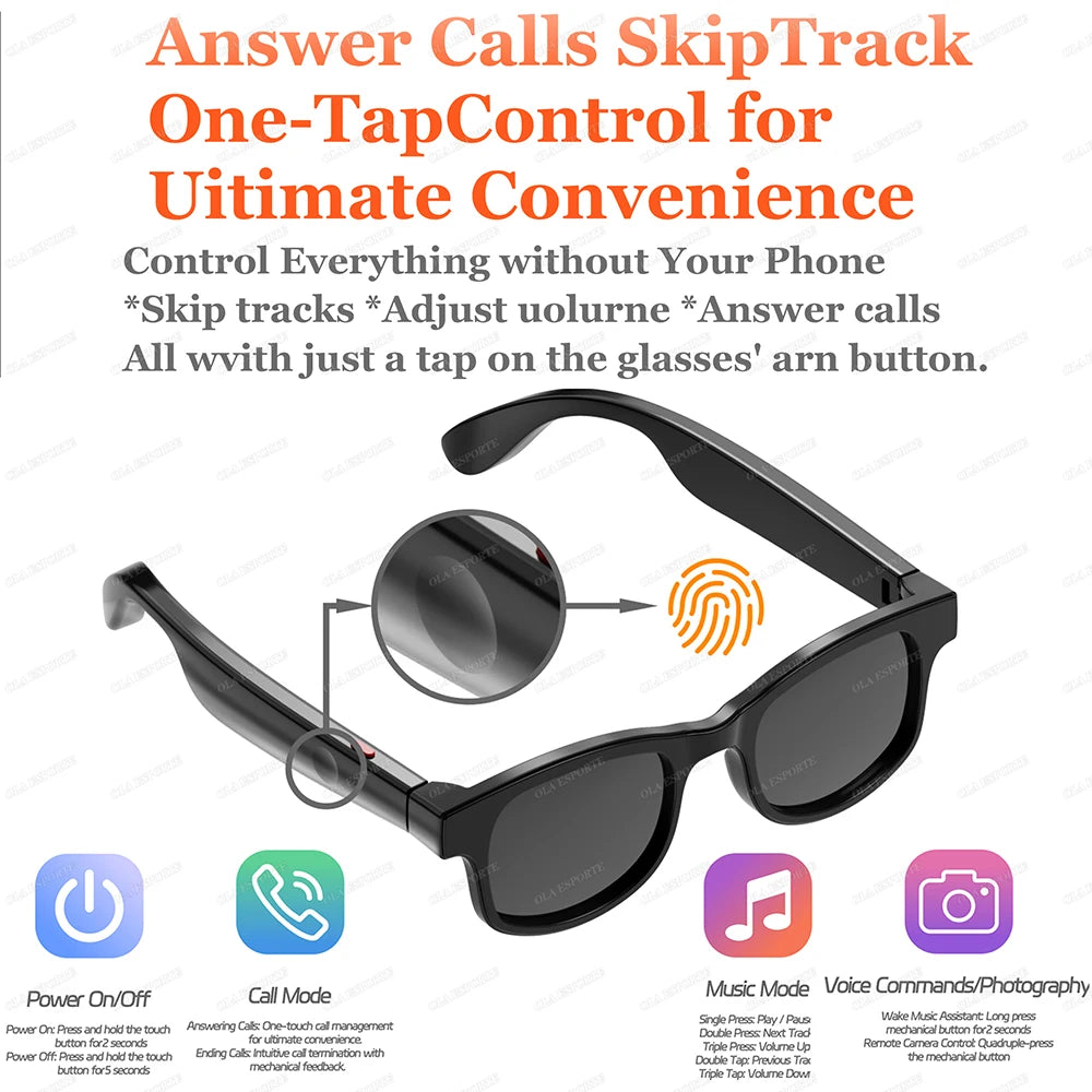 Smart Glasses AI Voice Assistant Bluetooth 5.3 & HD Camera