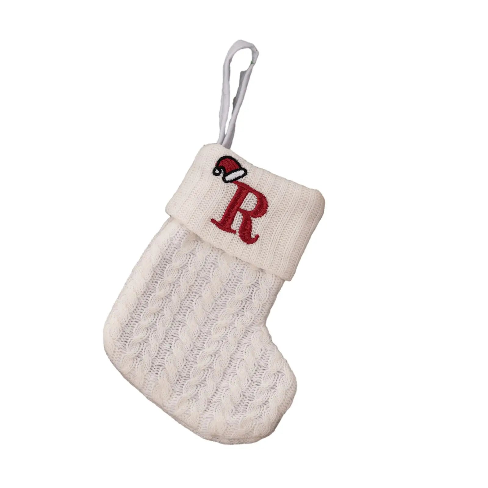 With Hanging Rope Christmas Stocking Children Candy Bag Beautiful Knitted Pendant White Snowflake Alphabet Christmas Tree Oasis Select R China Mainland