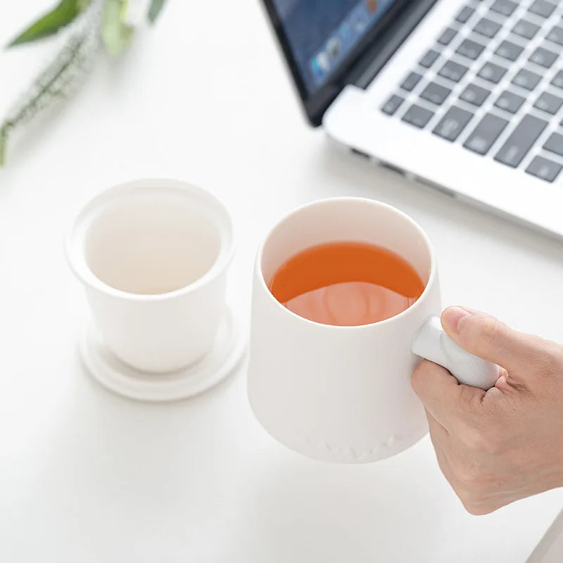 Ceramic Cup Tea Separation Cup Drinking Water Mug with Filter Office Cup Hand-held Gift Cup Gift Cup Oasis Select