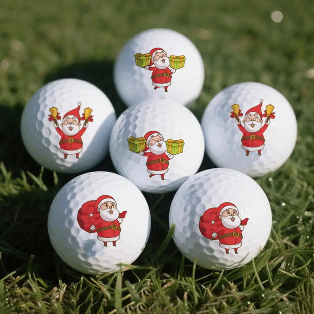 3pc golf ball，Festive Golf Balls Christmas Themed Designs With Santa Reindeer And Holiday Decorations Rubber Material Ideal Oasis Select