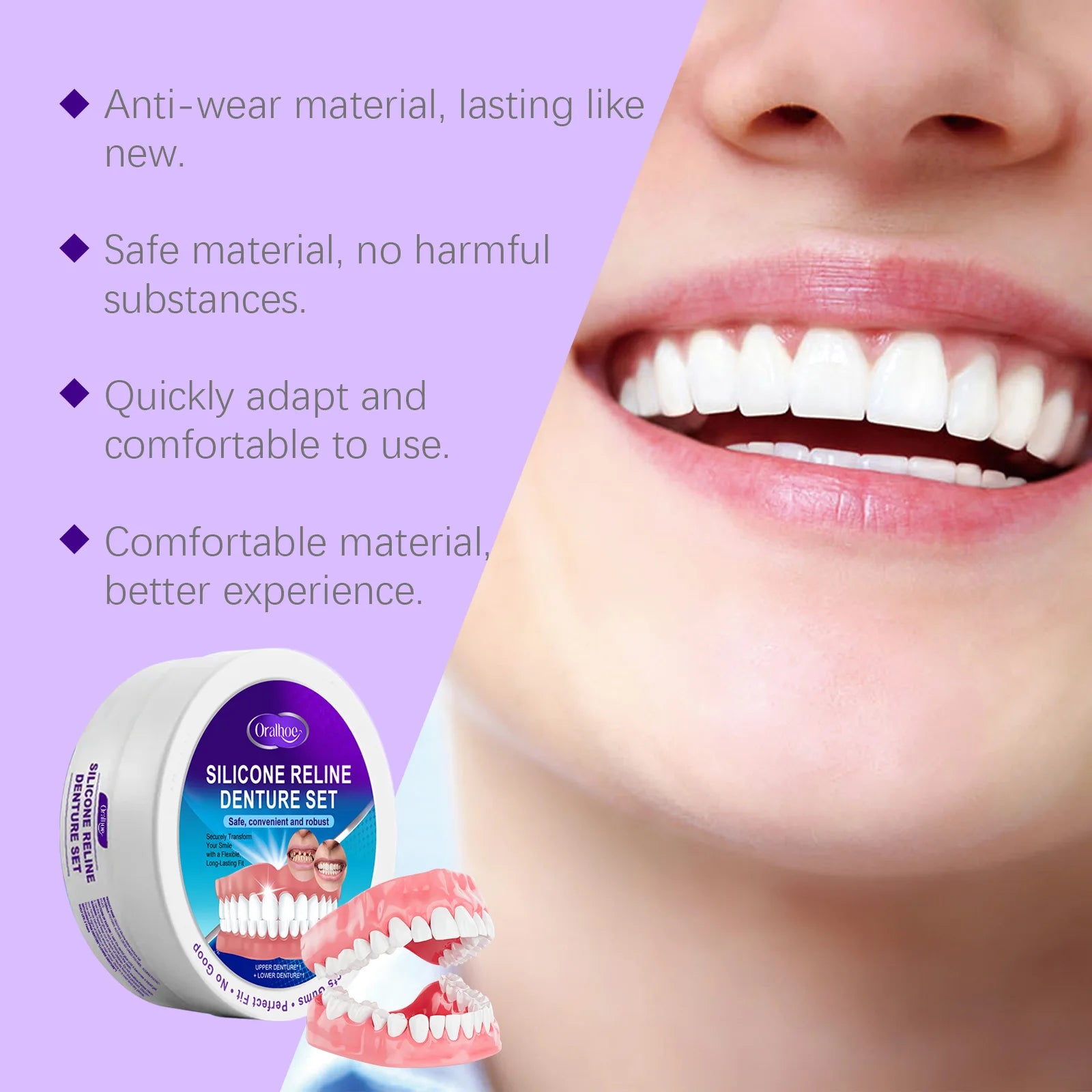 Silicone Temporary Denture Kit – Adjustable False Teeth Smile Temporary Denture Kit Oasis Select