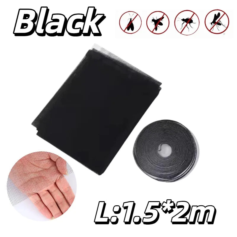 Self Adhesive Fine Mosquito Net Repair Tape Polyester Mosquito Net Window Mosquito Nets with Easy Installation Invisible Mesh Oasis Select Black-L 3pcs