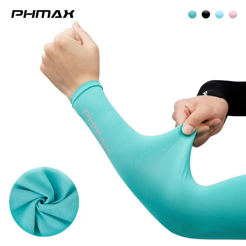 PHMAX Cycling Arm Sleeves Breathable UV Protection Running Arm Covers Fitness Basketball Elbow Pad Ice Silk Arm Wamrers Oasis Select