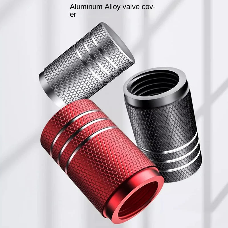 4Pcs Car Tire Valve Stems Cap Knurling Style Tire Valve Cap Aluminum Tire Wheel Stem Air Valve Cap car Universal accessories Oasis Select
