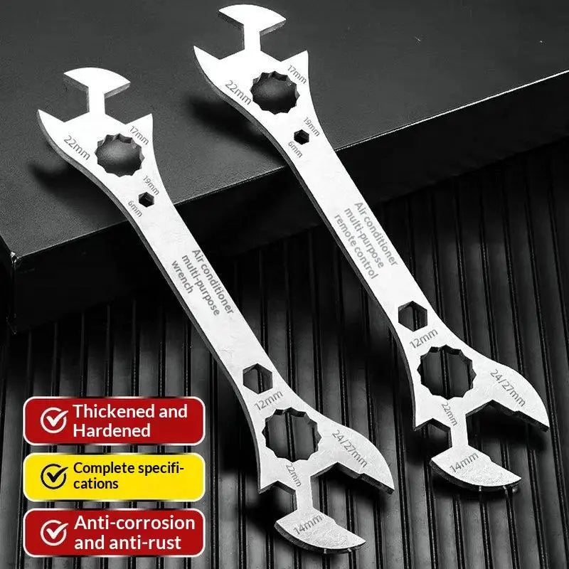 SU 1Pcs Multi-Function Double-End Fixed Wrench Multifunctional Air Conditioner Open End Wrench Ultra-thin Flat Wrench Tool Oasis Select Default Title