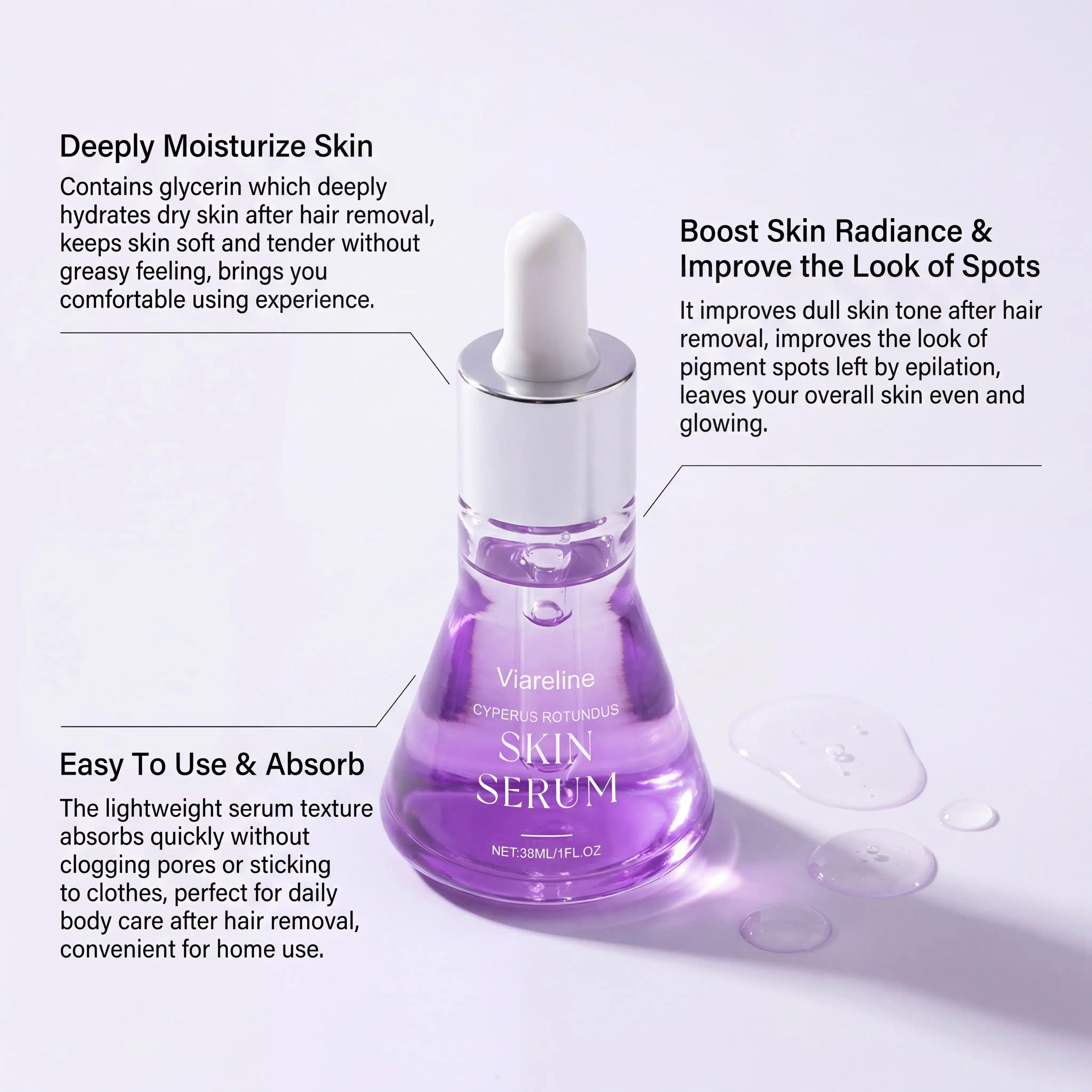 Post Hair Removal Care Serum Soothing Brightening Skin Care for Keeping It Moisturized Soft Refreshed with Hyaluronic Oasis Select
