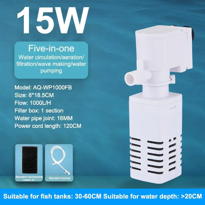4-in-1 Silent Submersible Aquarium Filter Pump 220V Wave Maker