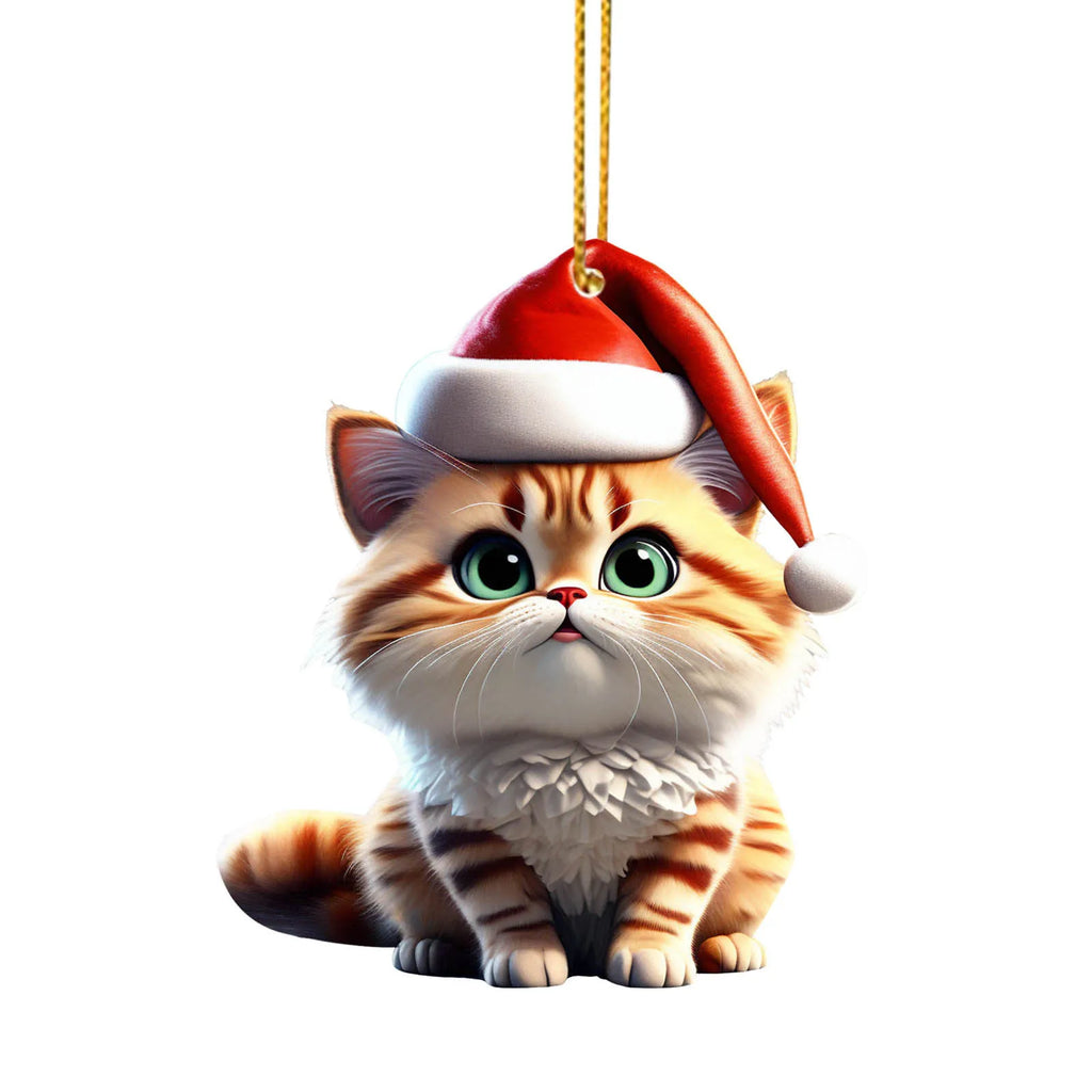 2025 Christmas Ball Cat Ornament 2D Acrylic Funny Cat Ornaments Christmas Tree Cat Hanging Decorations Home Party Xmas Decor Oasis Select Style E