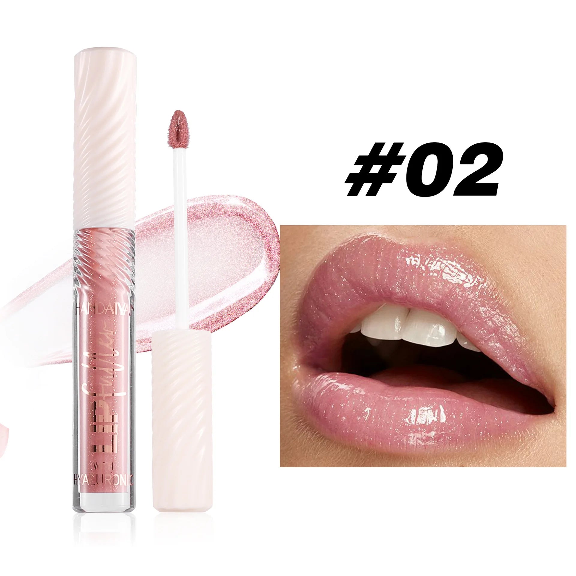 HANDAIYAN 8 Color Mirror Lip Gloss with Hyaluronic Acid Hydrating Moisturizing Pearl Infused Glossy Lipstick for Plump Lips Oasis Select 02