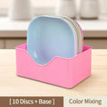 10-Piece Macaron Color Square Snack Plate Set with Stand Snack Plate Set Oasis Select 10 plates and 1 base