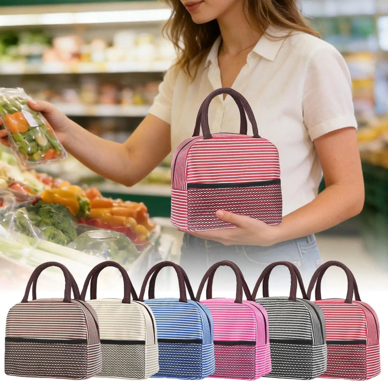 Portable Lunch Bag Waterproof Thermal Insulated Lunch Box Bento Pouch Dinner Insulation Bag Student Thickened Cute Lunch Bag Oasis Select