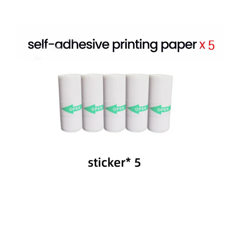 Mini Printer Thermal Paper Label Sticker Colorful Adhesive Self-adhesive Paper For Wireless Bluetooth Photo Inkless Printer 57mm Oasis Select 5pcs Self-adhesive