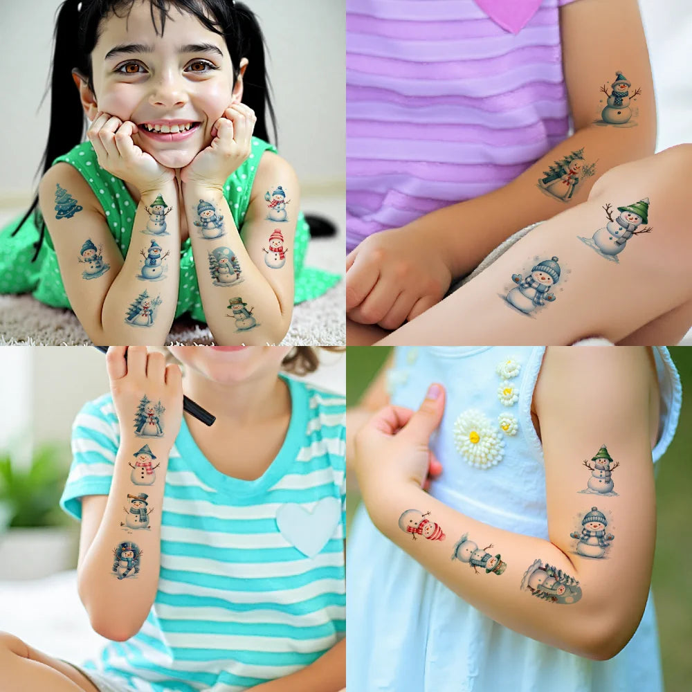 54pcs Winter Temporary Tattoo Stickers – Waterproof 3D Body Art