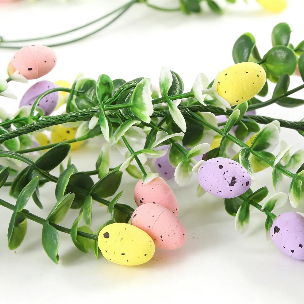 2Pcs Easter Egg Garland For Mantle Spring Vine Flower Easter Garland Multi Colored Artificial Hanging Wall Decor For Tree Decor Oasis Select