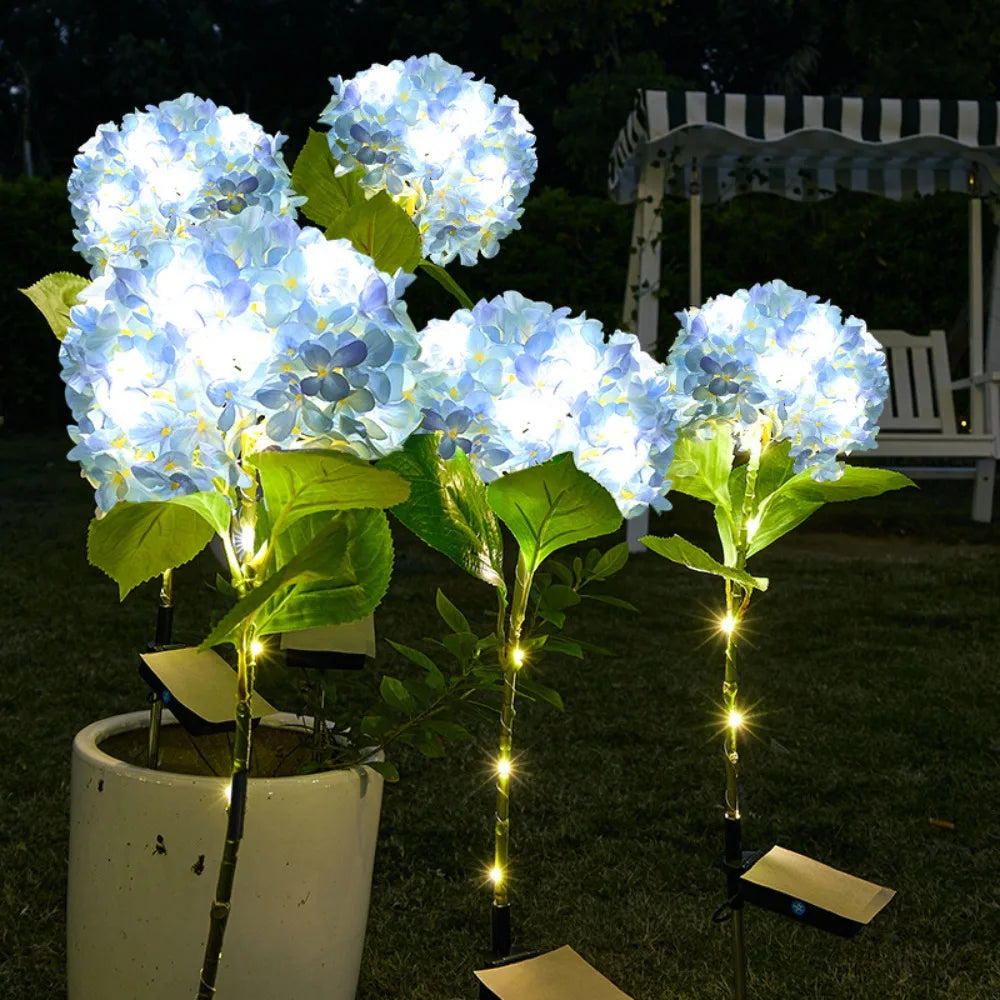 LED Simulation Hydrangea Solar Ground Insert Light Outdoor Waterproof Garden Lawn Light Solar Garden Light Oasis Select