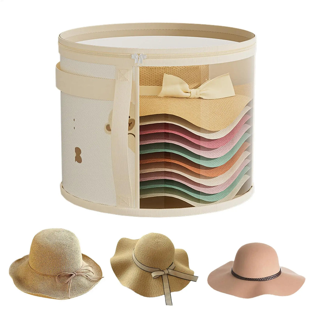 Hat Organizer Stackable Dust-Proof Container Bag Travel Round Hat Organizer for Closet Wardrobe Men Women Home Dormitory Hotel Oasis Select
