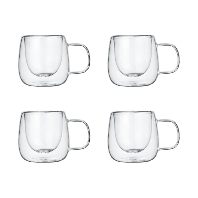 4/6pcs 80ml Double-Walled Glass Coffee Cups, Transparent Heat-Resistant Coffee Mug, Espresso Cup, for Christmas Family Gathering Oasis Select 4Pcs 80ml