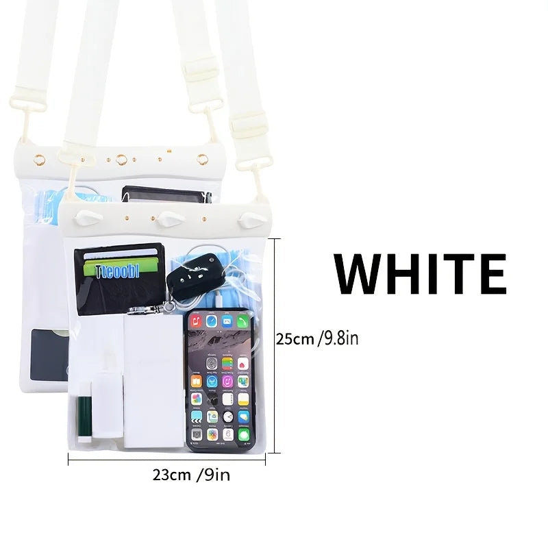 High Quality Dry Bag, Waterproof Crossbody Shoulder Bag for Diving&Beach-Snorkeling Swimming Rafting Hiking, Phone Pouch Outdoor Oasis Select 1pc white
