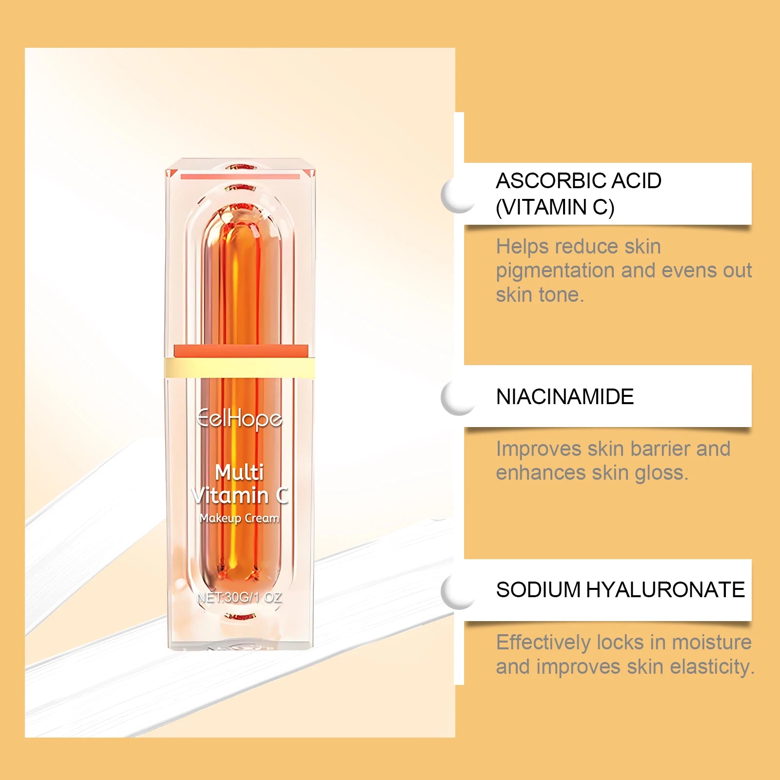 Multi Vitamin C Makeup Cream Enen Skin Tone Brightening Skin Glow Concealer Improve Skin Barrier Reduce Face Damaged Cream 30g Oasis Select