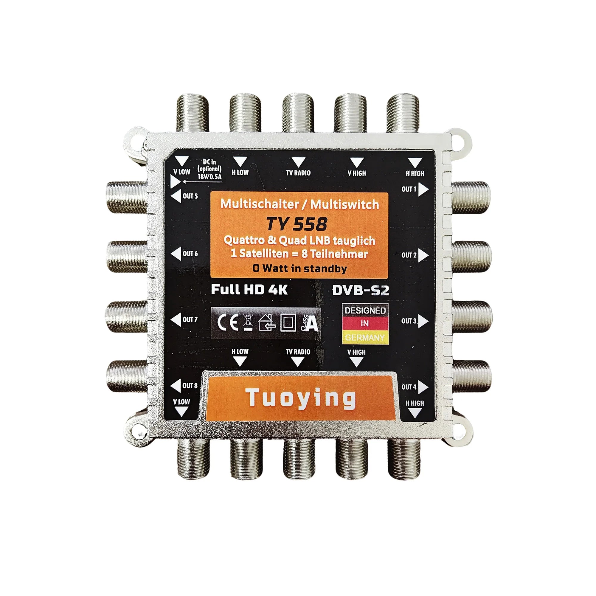 Multischalter / Multiswitch Quattro & Quad LNB tauglich1 Satelliten = 8 Teilnehmer O Watt in standby，FullHD4K DVB-S2 Oasis Select