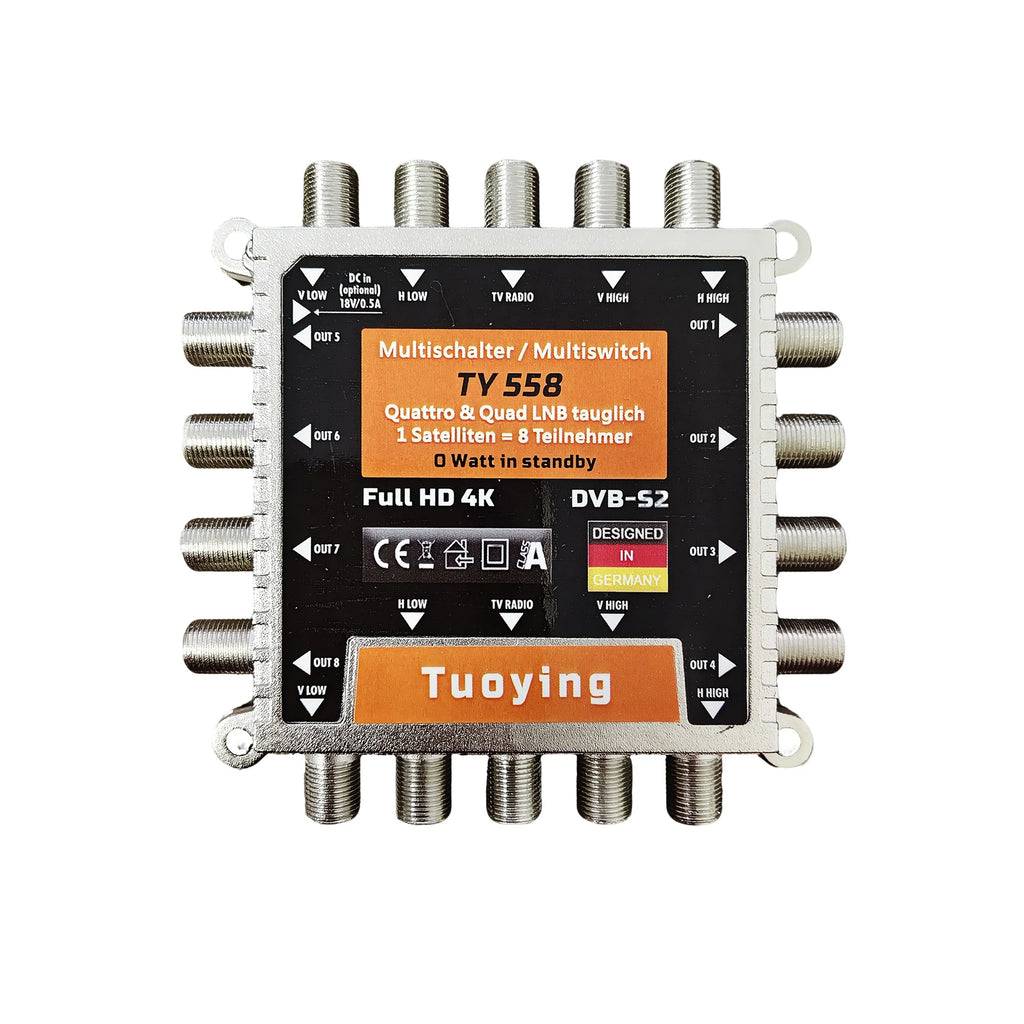 Multischalter / Multiswitch Quattro & Quad LNB tauglich1 Satelliten = 8 Teilnehmer O Watt in standby，FullHD4K DVB-S2 Oasis Select