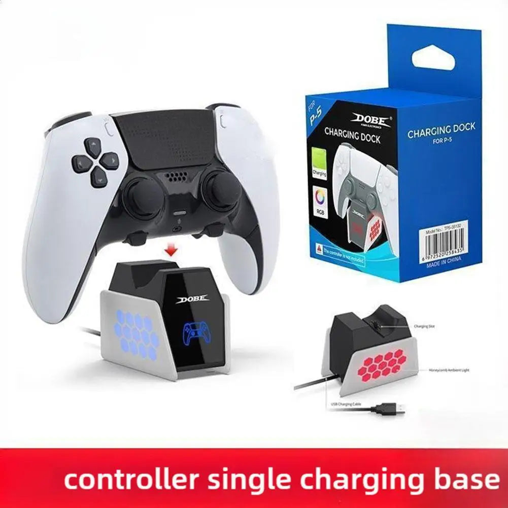 PS5 Controller Charging Station – RGB LED Light & Auto Stop
