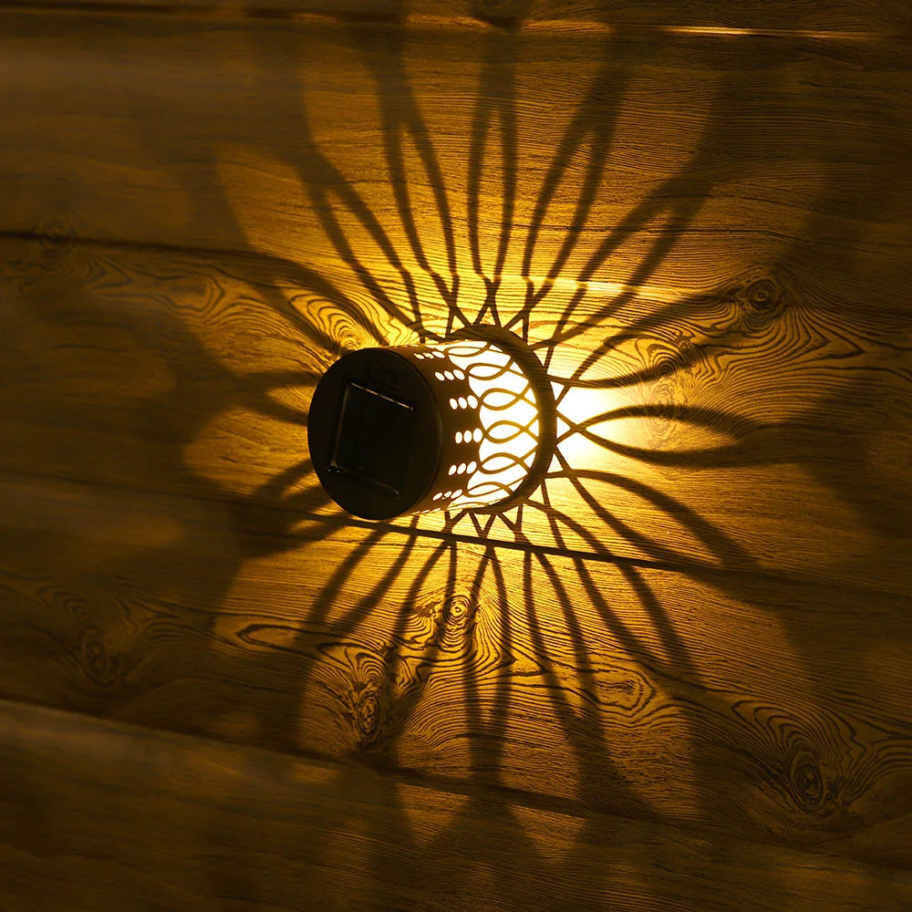 Solar Outdoor Wall Light Projector Waterproof Garden Lamp Patio Fence Decorative Hollow Lantern Lawn Yard Pathway Decor Lighting Oasis Select Sunflower