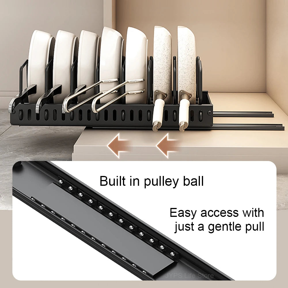 Pull out Pots and Pans Organizer Sliding Pot Lid Holder Kitchen Spice Rack Tableware Organizer Multifunctional Dish Drying Racks Oasis Select