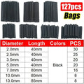 Shrinking Heat Shrinkable Tubing 2:1 Polyolefin Tube Sleeve Wrap Wire Set Multi-Color Cable Protection Thermoresistant Tubing Oasis Select Black-127pcs (bags) Mixed-size